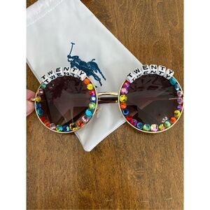Twenty Twenty Rhinestone Gold Sunglasses UV400